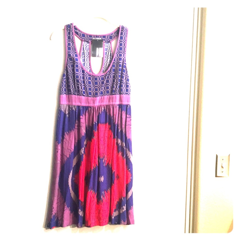 NWT Ecote multi print sleeves racerback dress Sz M